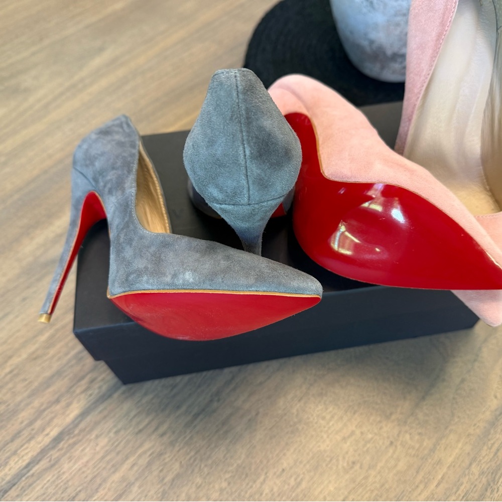 Chic Suede Stiletto Heels in Gray and Pink LEATHER AND SUEDE - Picture 10 of 10
